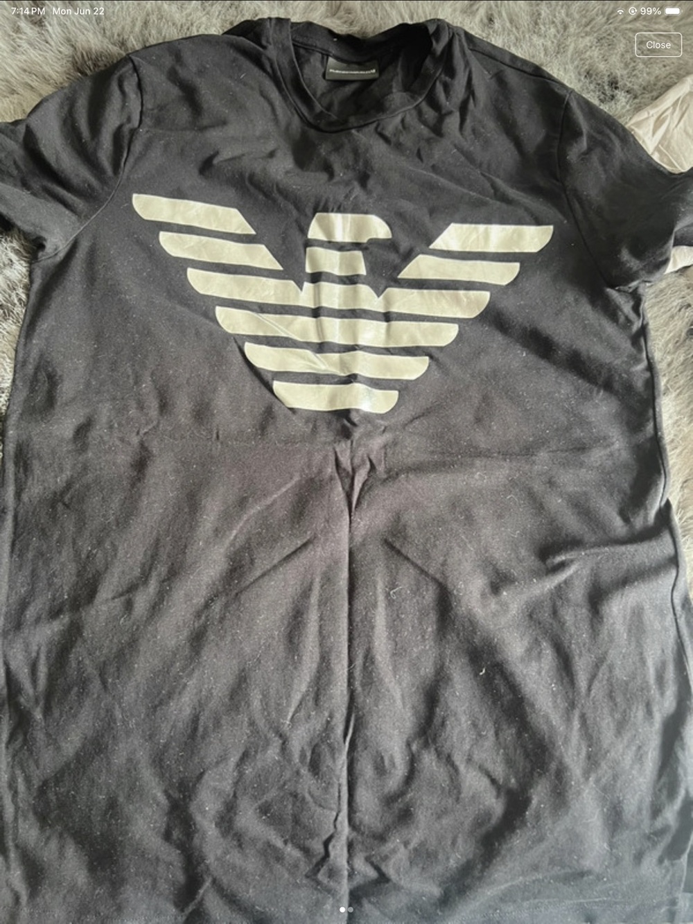 Armani Exchange Black Tee with White Care Tag